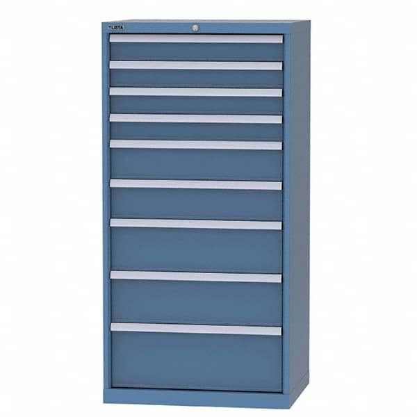 LISTA - 8 Drawer, 124 Compartment Bright Blue Steel Modular Storage Cabinet - Exact Tool & Supply