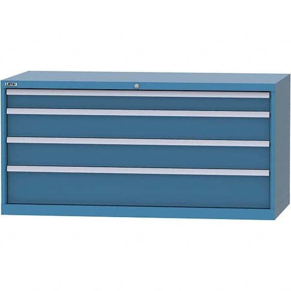 LISTA - 4 Drawer, 84 Compartment Bright Blue Steel Modular Storage Cabinet - Exact Tool & Supply