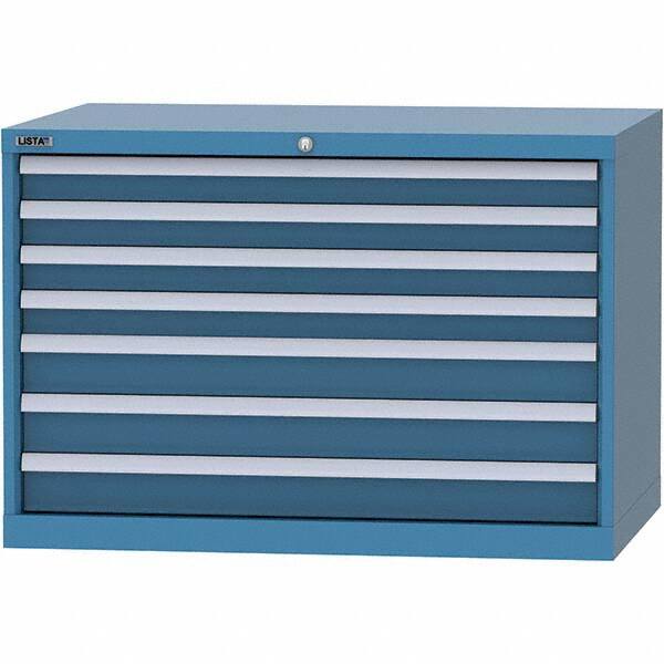 LISTA - 7 Drawer, 84 Compartment Bright Blue Steel Modular Storage Cabinet - Exact Tool & Supply