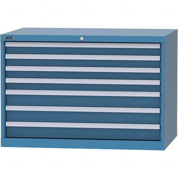 LISTA - 7 Drawer, 84 Compartment Bright Blue Steel Modular Storage Cabinet - Exact Tool & Supply