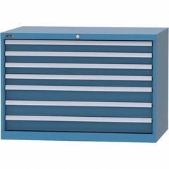 LISTA - 7 Drawer, 84 Compartment Bright Blue Steel Modular Storage Cabinet - Exact Tool & Supply