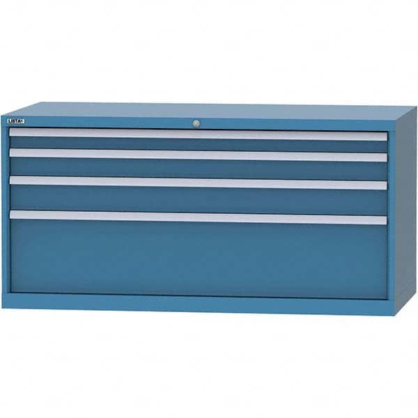 LISTA - 4 Drawer, 84 Compartment Bright Blue Steel Modular Storage Cabinet - Exact Tool & Supply