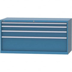 LISTA - 4 Drawer, 84 Compartment Bright Blue Steel Modular Storage Cabinet - Exact Tool & Supply