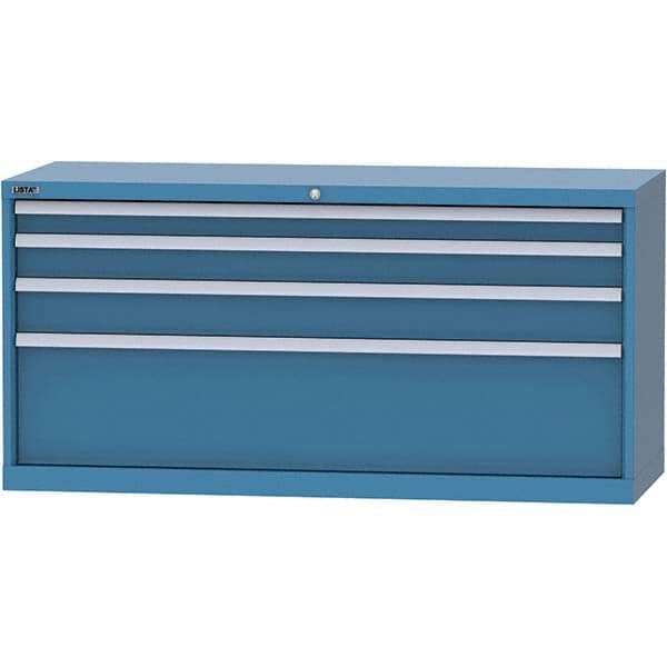 LISTA - 4 Drawer, 84 Compartment Bright Blue Steel Modular Storage Cabinet - Exact Tool & Supply