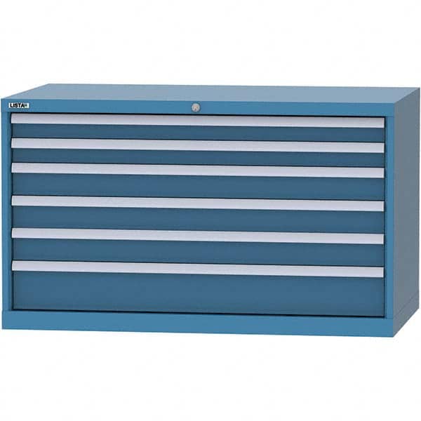 LISTA - 6 Drawer, 99 Compartment Bright Blue Steel Modular Storage Cabinet - Exact Tool & Supply