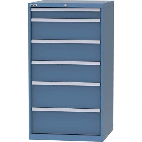 LISTA - 6 Drawer, 45 Compartment Bright Blue Steel Modular Storage Cabinet - Exact Tool & Supply