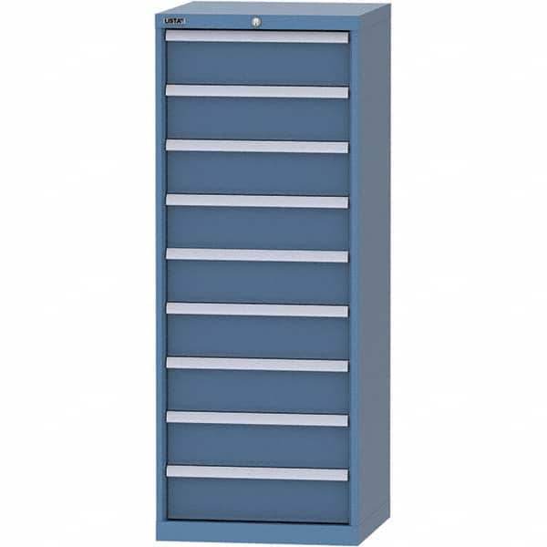 LISTA - 9 Drawer, 84 Compartment Bright Blue Steel Modular Storage Cabinet - Exact Tool & Supply