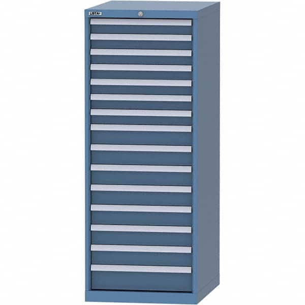 LISTA - 15 Drawer, 99 Compartment Bright Blue Steel Modular Storage Cabinet - Exact Tool & Supply