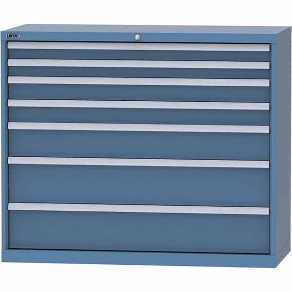 LISTA - 7 Drawer, 99 Compartment Bright Blue Steel Modular Storage Cabinet - Exact Tool & Supply