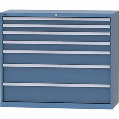 LISTA - 7 Drawer, 99 Compartment Bright Blue Steel Modular Storage Cabinet - Exact Tool & Supply