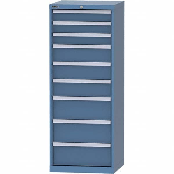 LISTA - 9 Drawer, 84 Compartment Bright Blue Steel Modular Storage Cabinet - Exact Tool & Supply