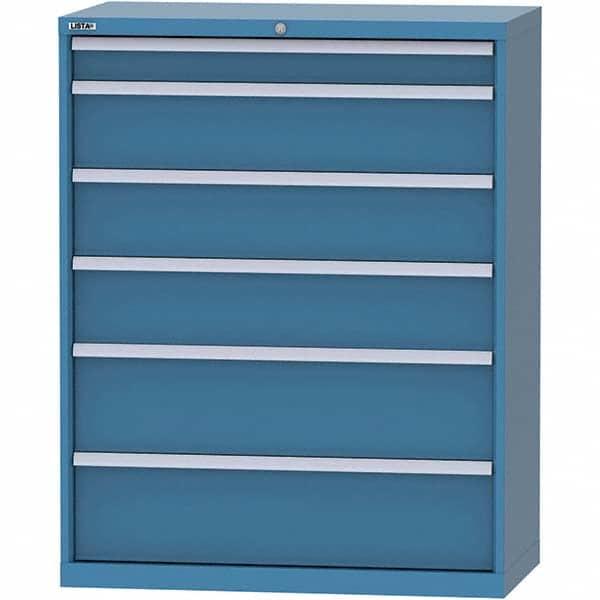 LISTA - 6 Drawer, 84 Compartment Bright Blue Steel Modular Storage Cabinet - Exact Tool & Supply