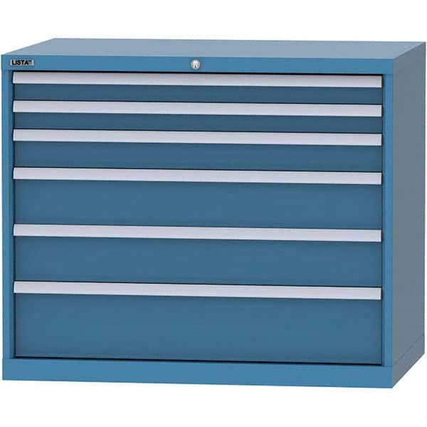 LISTA - 6 Drawer, 99 Compartment Bright Blue Steel Modular Storage Cabinet - Exact Tool & Supply