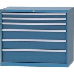LISTA - 6 Drawer, 99 Compartment Bright Blue Steel Modular Storage Cabinet - Exact Tool & Supply