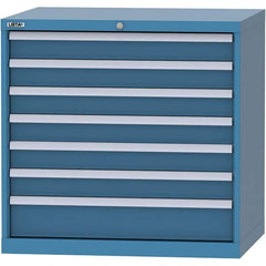 LISTA - 7 Drawer, 84 Compartment Bright Blue Steel Modular Storage Cabinet - Exact Tool & Supply