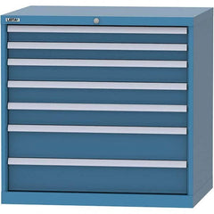 LISTA - 7 Drawer, 84 Compartment Bright Blue Steel Modular Storage Cabinet - Exact Tool & Supply