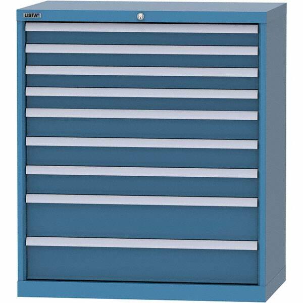LISTA - 9 Drawer, 84 Compartment Bright Blue Steel Modular Storage Cabinet - Exact Tool & Supply