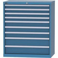 LISTA - 9 Drawer, 84 Compartment Bright Blue Steel Modular Storage Cabinet - Exact Tool & Supply
