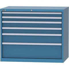 LISTA - 6 Drawer, 99 Compartment Bright Blue Steel Modular Storage Cabinet - Exact Tool & Supply