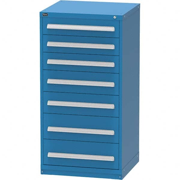 Vidmar - 7 Drawer Bright Blue Steel Modular Storage Cabinet - Exact Tool & Supply
