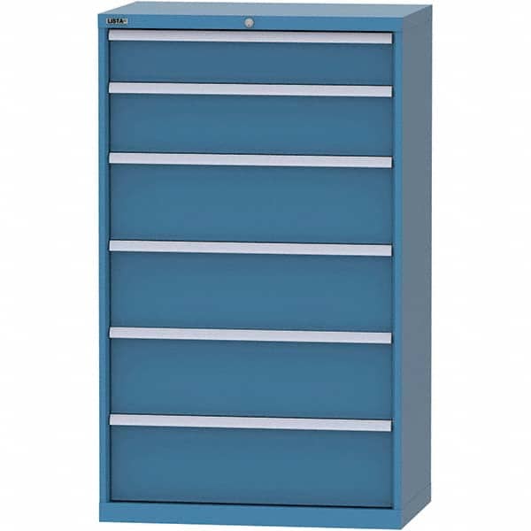LISTA - 6 Drawer, 84 Compartment Bright Blue Steel Modular Storage Cabinet - Exact Tool & Supply