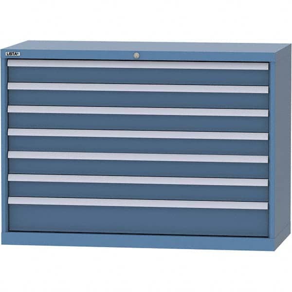 LISTA - 7 Drawer, 99 Compartment Bright Blue Steel Modular Storage Cabinet - Exact Tool & Supply