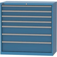 LISTA - 7 Drawer, 84 Compartment Bright Blue Steel Modular Storage Cabinet - Exact Tool & Supply