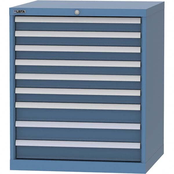 LISTA - 9 Drawer, 45 Compartment Bright Blue Steel Modular Storage Cabinet - Exact Tool & Supply