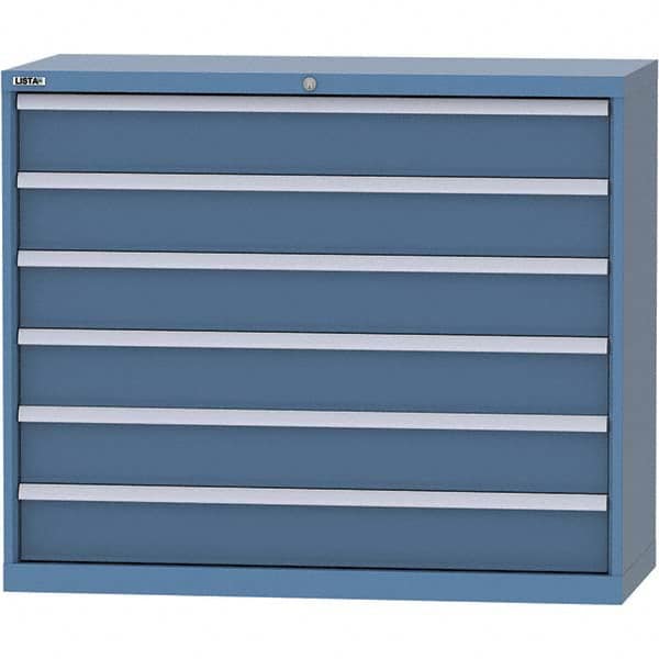 LISTA - 6 Drawer, 99 Compartment Bright Blue Steel Modular Storage Cabinet - Exact Tool & Supply