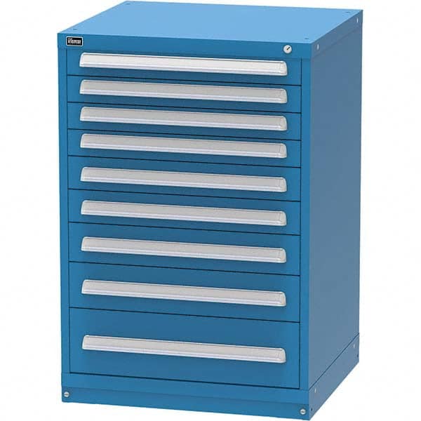 Vidmar - 9 Drawer Bright Blue Steel Modular Storage Cabinet - Exact Tool & Supply