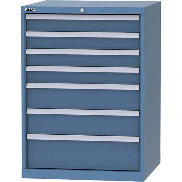 LISTA - 7 Drawer, 45 Compartment Bright Blue Steel Modular Storage Cabinet - Exact Tool & Supply
