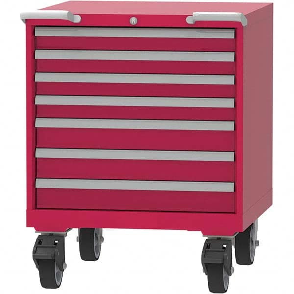 LISTA - 7 Drawer, 45 Compartment Red Steel Modular Storage Cabinet - Exact Tool & Supply