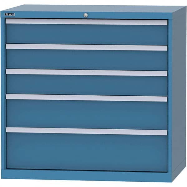 LISTA - 4 Drawer, 99 Compartment Bright Blue Steel Modular Storage Cabinet - Exact Tool & Supply