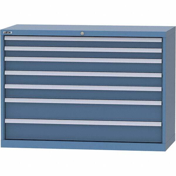 LISTA - 7 Drawer, 99 Compartment Bright Blue Steel Modular Storage Cabinet - Exact Tool & Supply