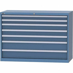 LISTA - 7 Drawer, 99 Compartment Bright Blue Steel Modular Storage Cabinet - Exact Tool & Supply