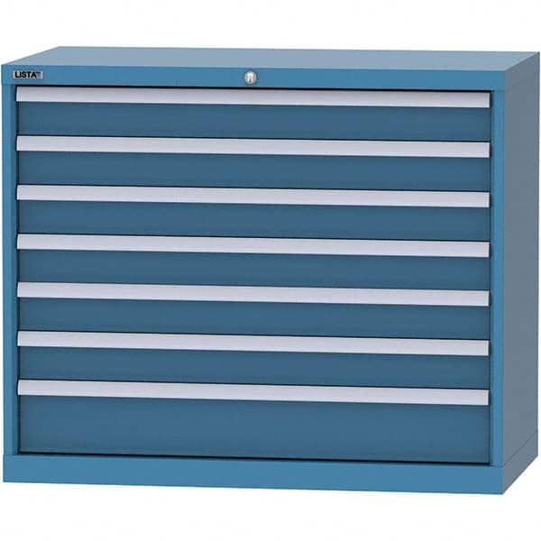 LISTA - 7 Drawer, 84 Compartment Bright Blue Steel Modular Storage Cabinet - Exact Tool & Supply