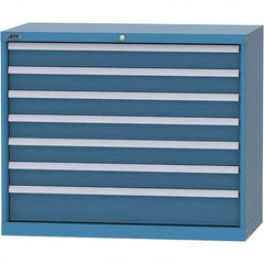 LISTA - 7 Drawer, 84 Compartment Bright Blue Steel Modular Storage Cabinet - Exact Tool & Supply
