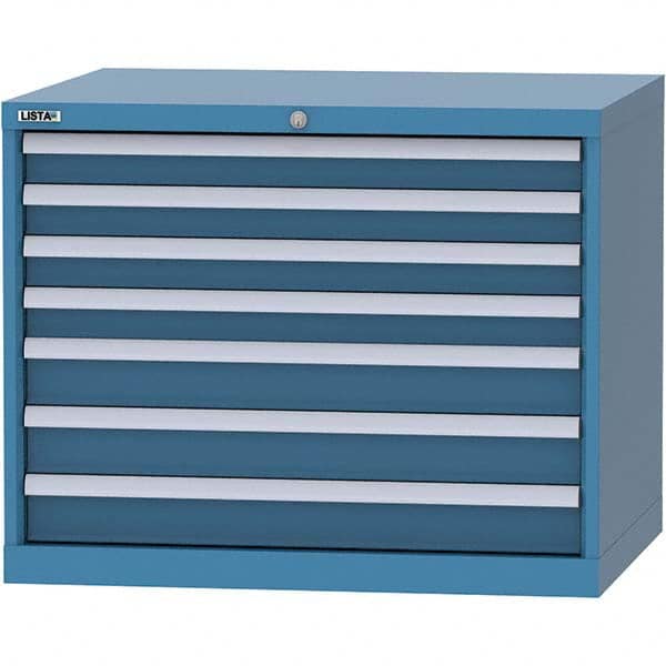 LISTA - 7 Drawer, 84 Compartment Bright Blue Steel Modular Storage Cabinet - Exact Tool & Supply