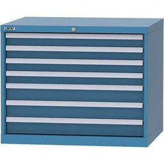 LISTA - 7 Drawer, 84 Compartment Bright Blue Steel Modular Storage Cabinet - Exact Tool & Supply