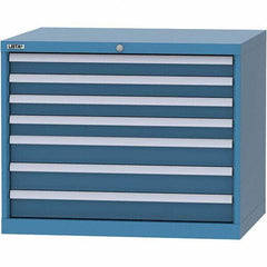 LISTA - 7 Drawer, 84 Compartment Bright Blue Steel Modular Storage Cabinet - Exact Tool & Supply