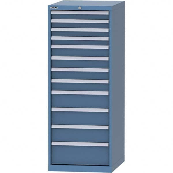 LISTA - 12 Drawer, 99 Compartment Bright Blue Steel Modular Storage Cabinet - Exact Tool & Supply