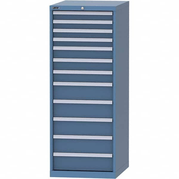 LISTA - 12 Drawer, 99 Compartment Bright Blue Steel Modular Storage Cabinet - Exact Tool & Supply