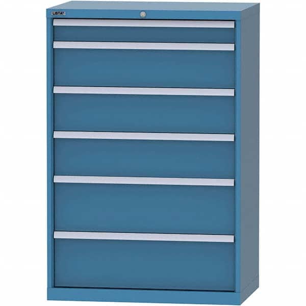 LISTA - 6 Drawer, 84 Compartment Bright Blue Steel Modular Storage Cabinet - Exact Tool & Supply