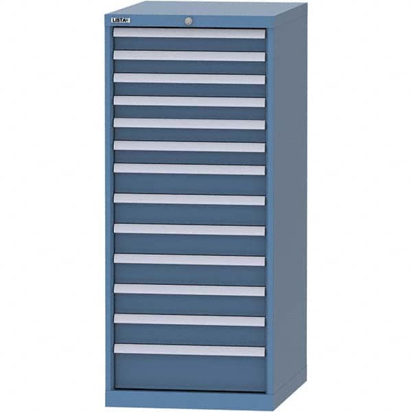 LISTA - 13 Drawer, 99 Compartment Bright Blue Steel Modular Storage Cabinet - Exact Tool & Supply