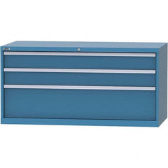 LISTA - 3 Drawer, 84 Compartment Bright Blue Steel Modular Storage Cabinet - Exact Tool & Supply