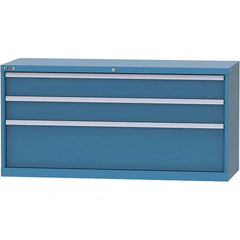 LISTA - 3 Drawer, 84 Compartment Bright Blue Steel Modular Storage Cabinet - Exact Tool & Supply