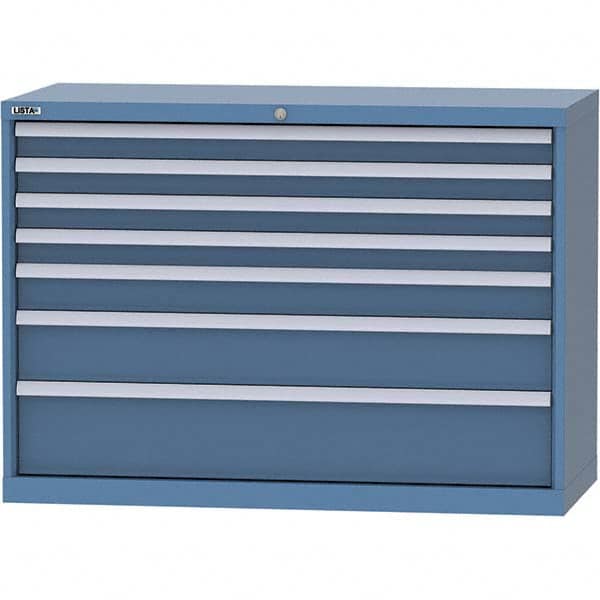 LISTA - 7 Drawer, 99 Compartment Bright Blue Steel Modular Storage Cabinet - Exact Tool & Supply