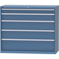 LISTA - 5 Drawer, 99 Compartment Bright Blue Steel Modular Storage Cabinet - Exact Tool & Supply