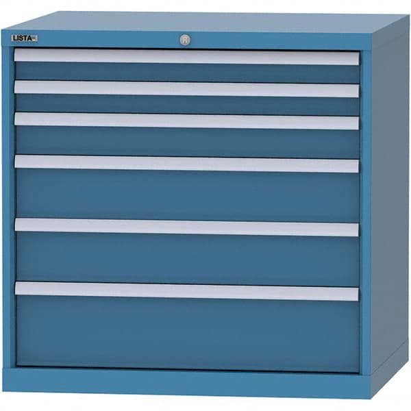 LISTA - 6 Drawer, 84 Compartment Bright Blue Steel Modular Storage Cabinet - Exact Tool & Supply