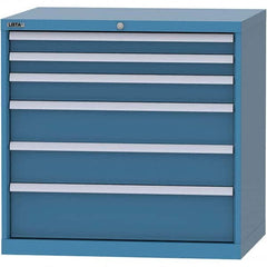 LISTA - 6 Drawer, 84 Compartment Bright Blue Steel Modular Storage Cabinet - Exact Tool & Supply